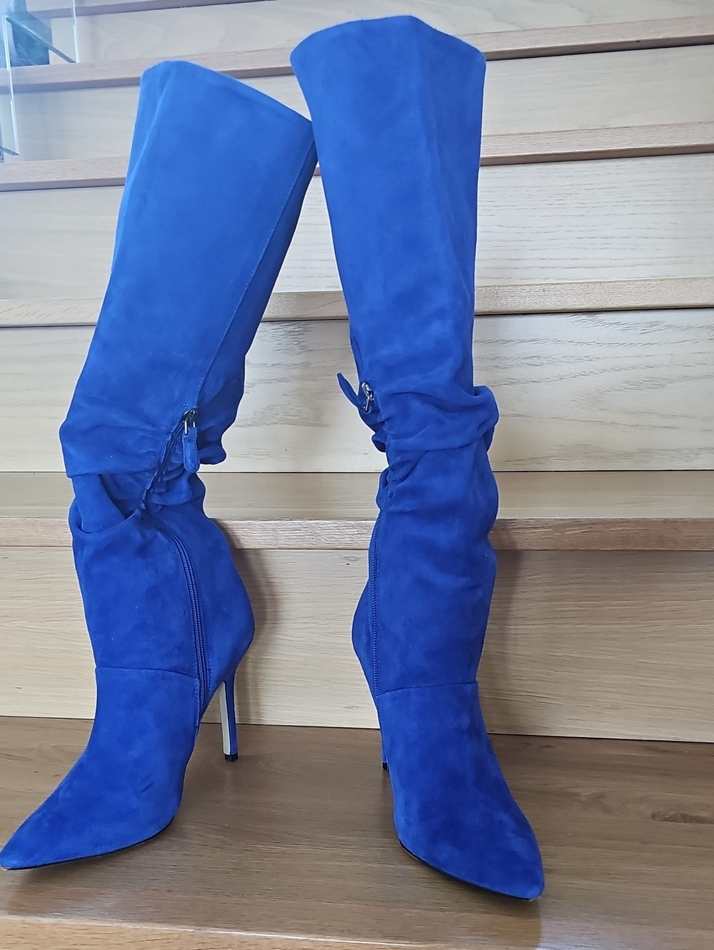 Boutique 9 Royal Blue Suede Knee-High Stiletto Boots